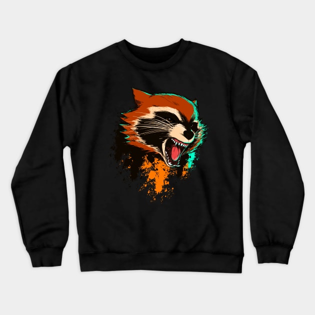 Badass Raccoon Crewneck Sweatshirt by mankeeboi